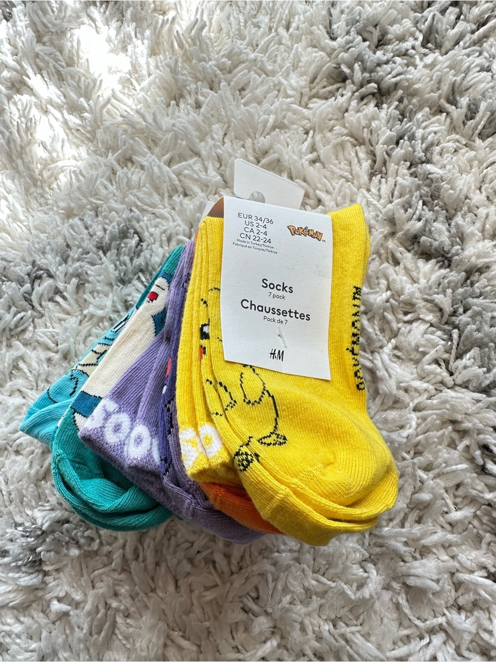 H&M Pokemon kids boys girls Socks 7 Pack set U2-4